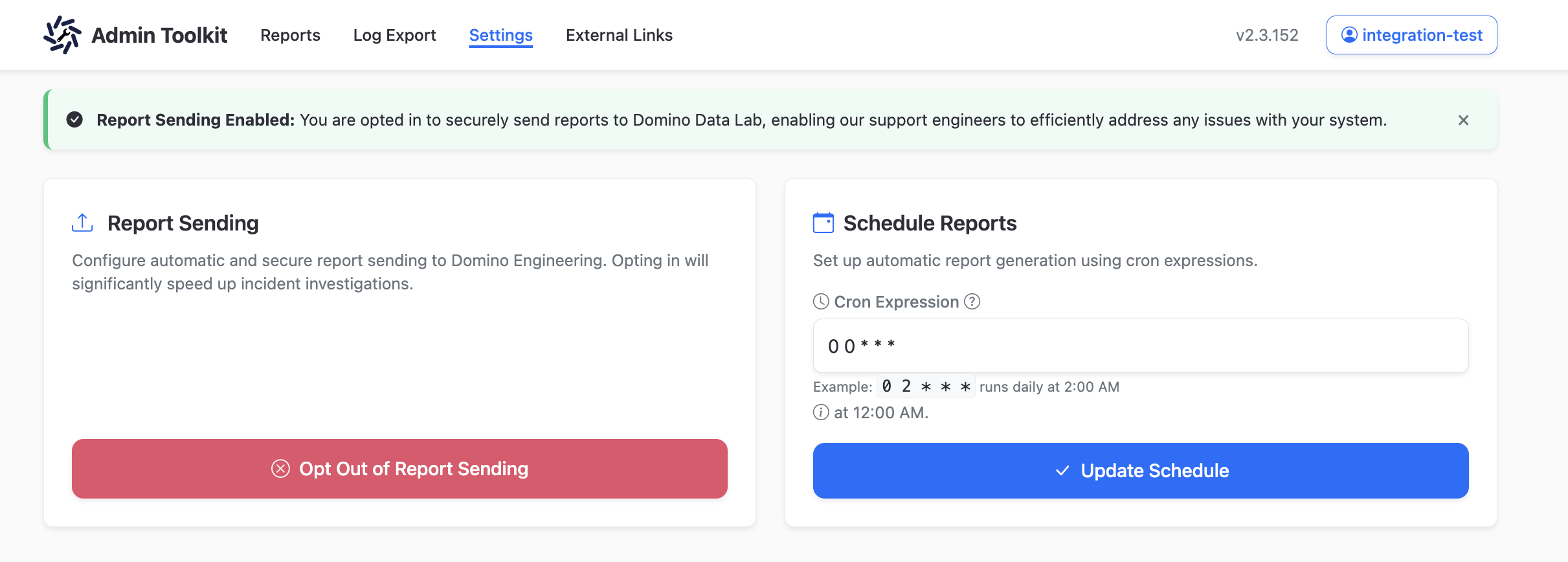 Toolkit scheduled reports
