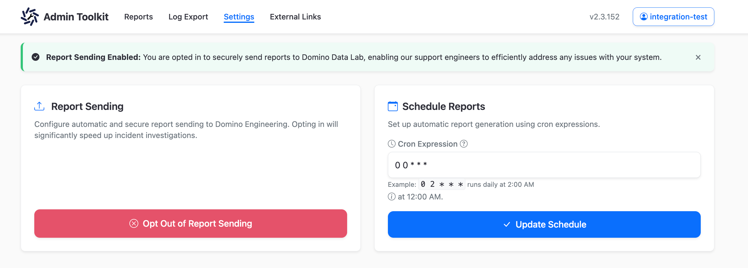 Toolkit scheduled reports