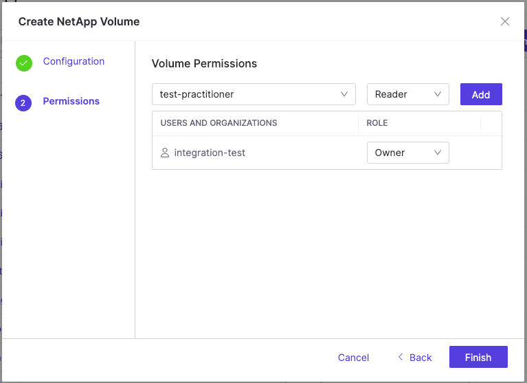 Set User Roles for NetApp Volume