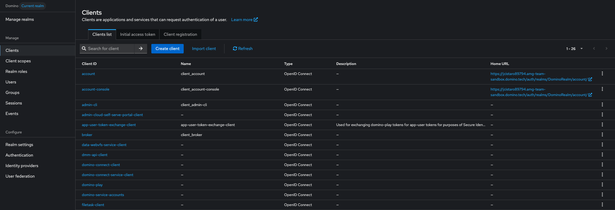 Keycloak Client Dashboard