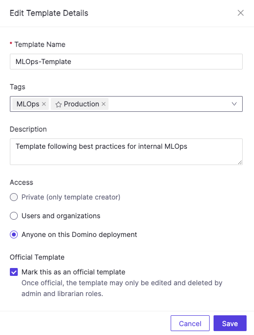 Project Template Edit