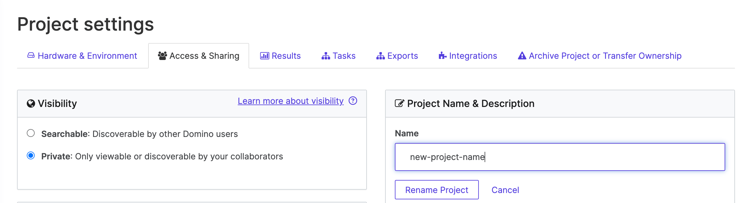 Rename a project