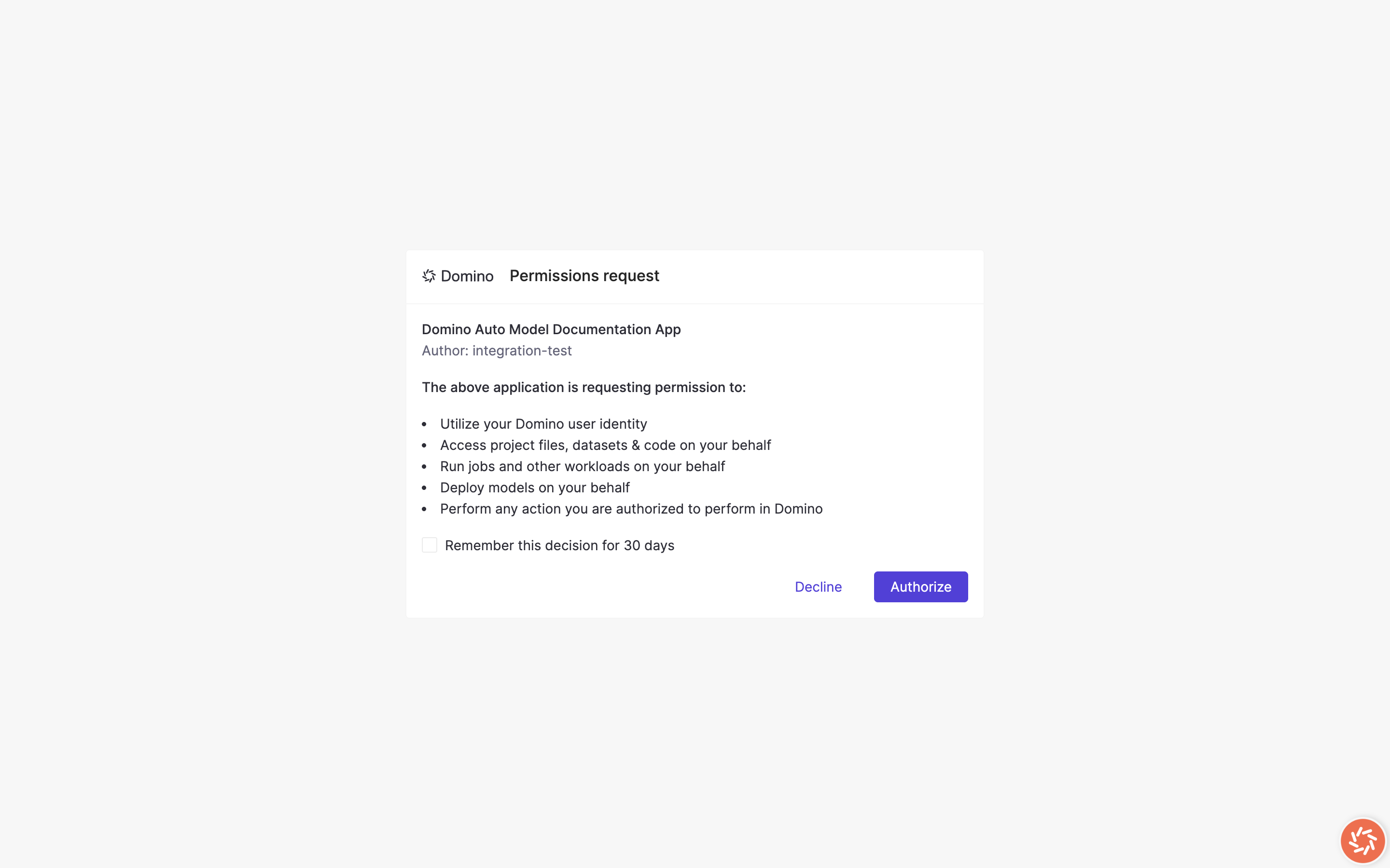 Permissions consent dialog