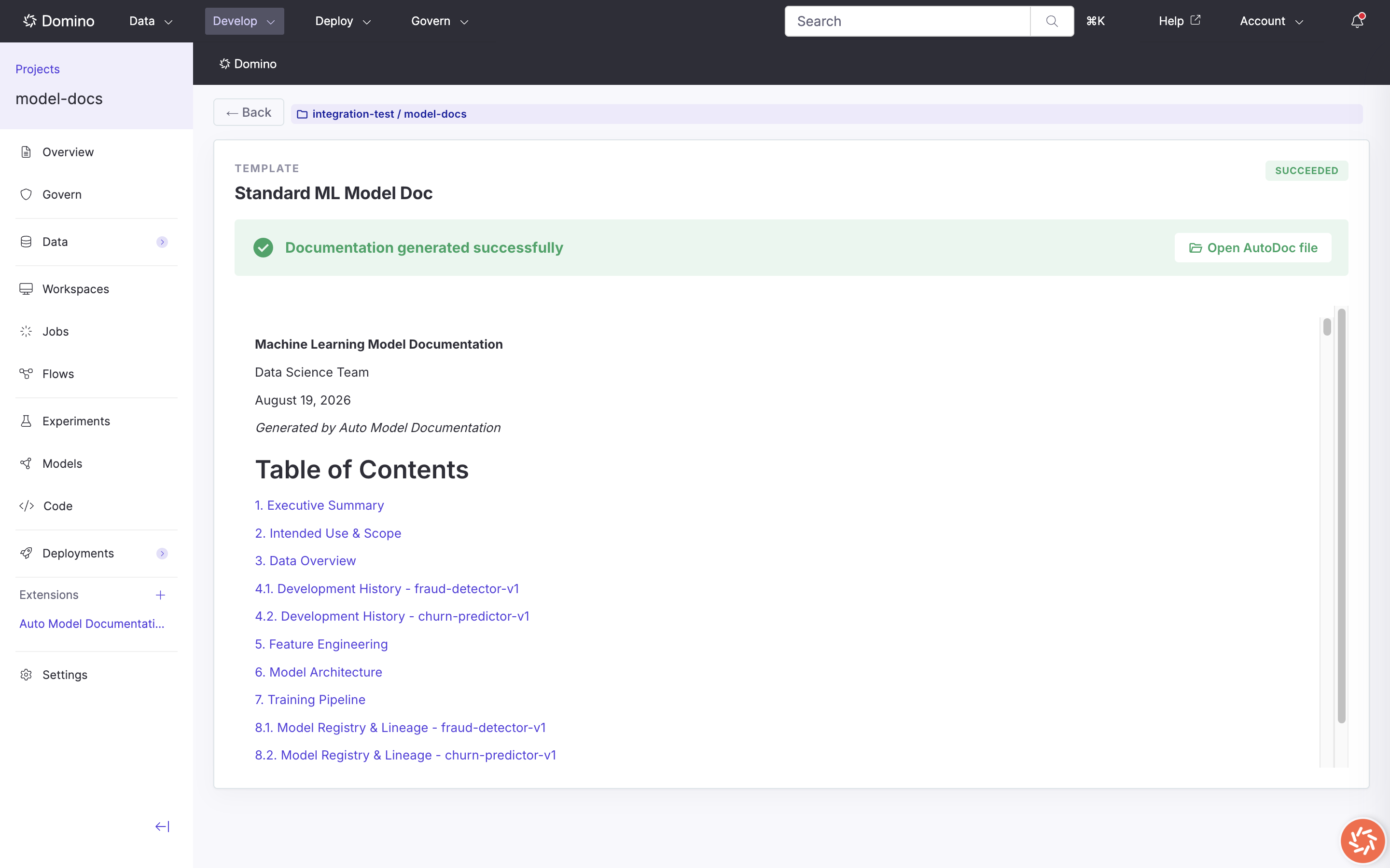 Document preview of generated output