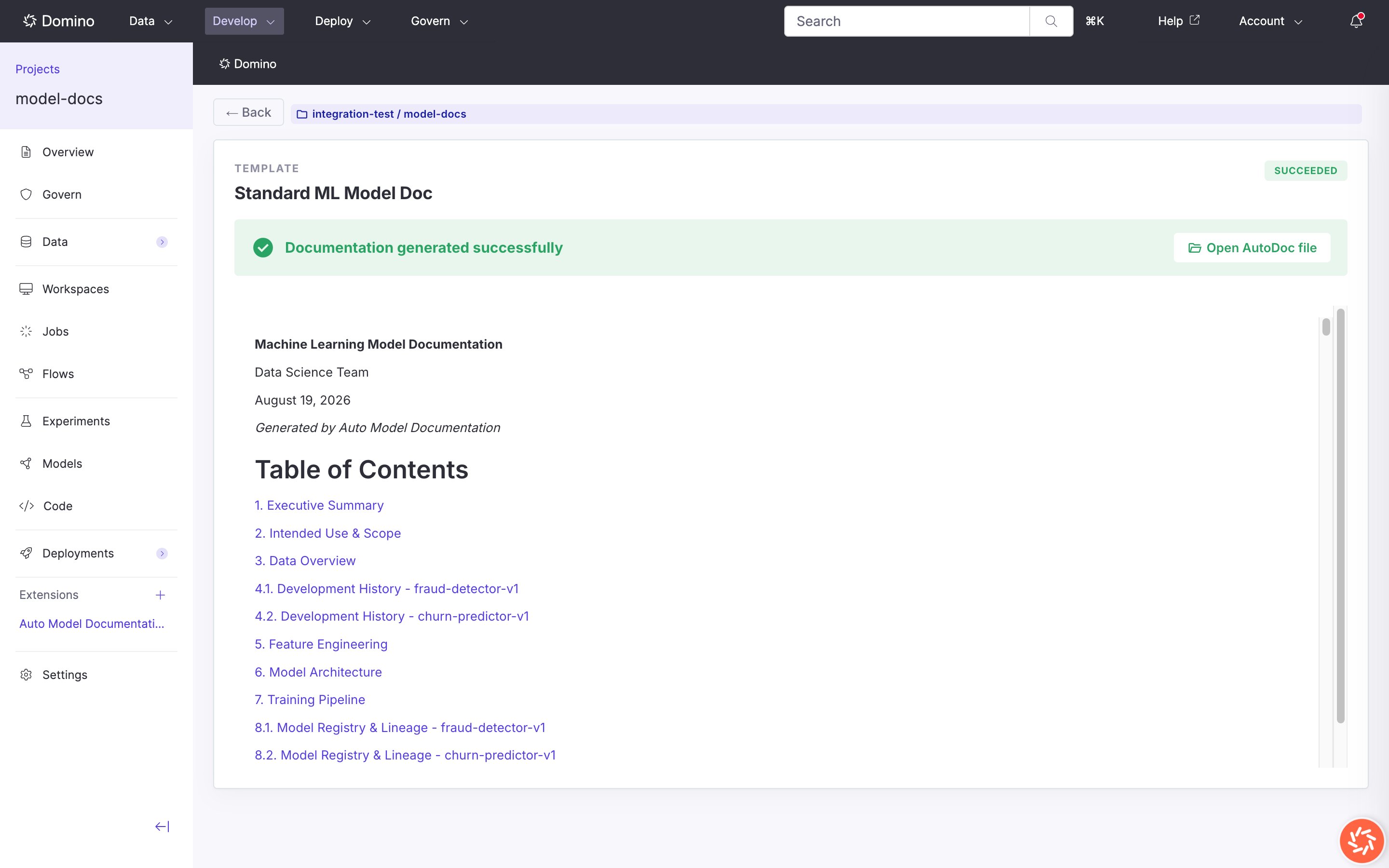 Document preview of generated output