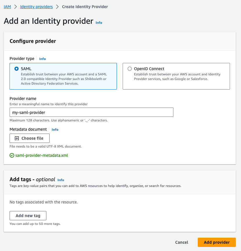 Identity provider configuration