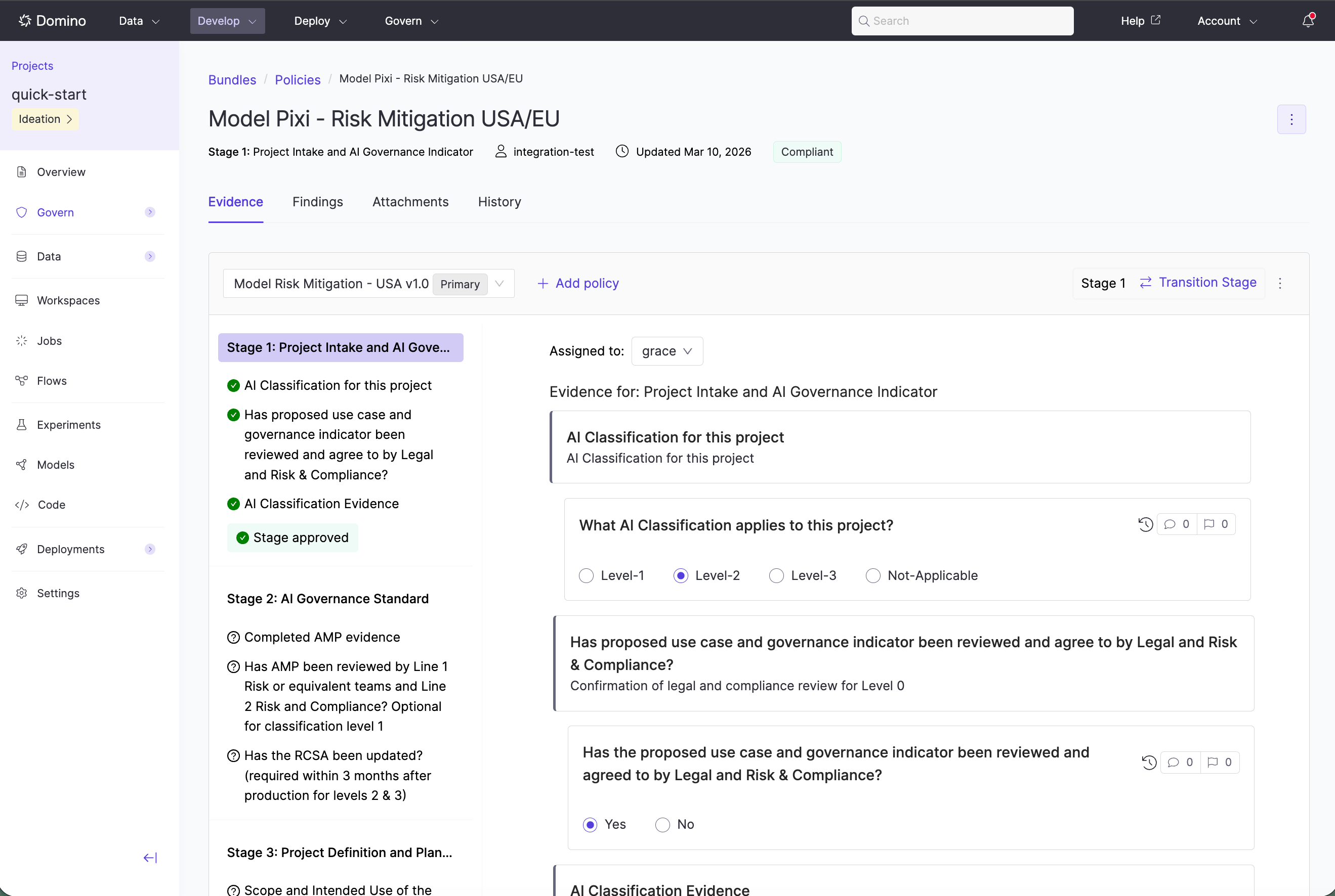 Evidence notebook interface