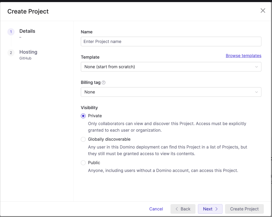 Create a new Project