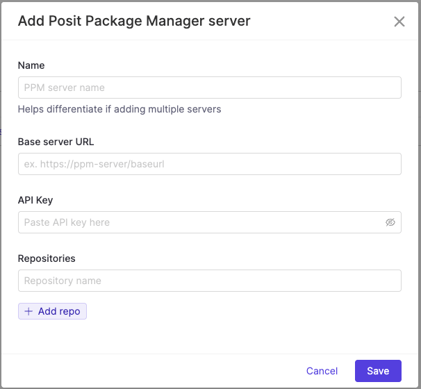 Add PPM Server panel