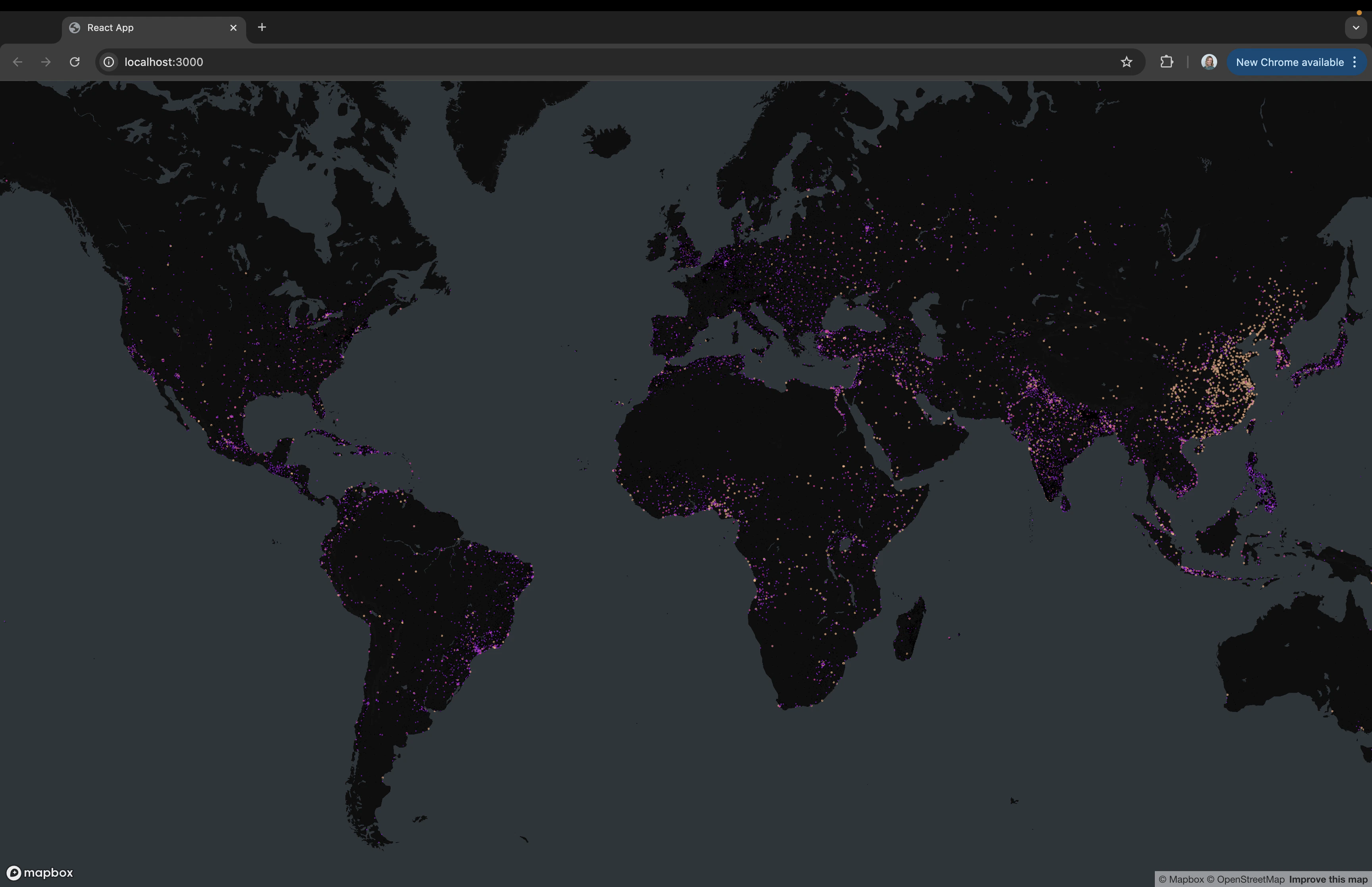Finished Mapbox world map