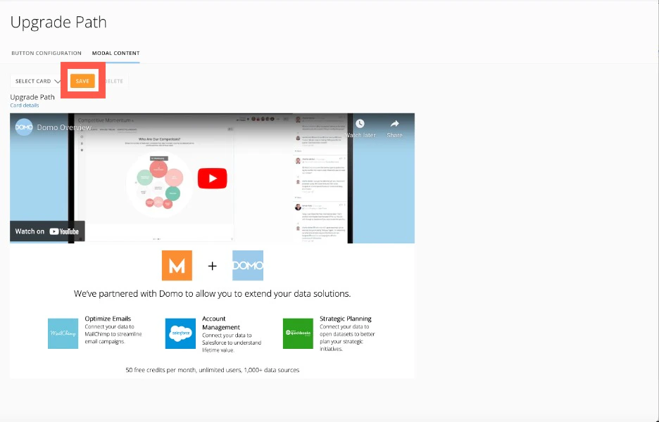 Modal content preview