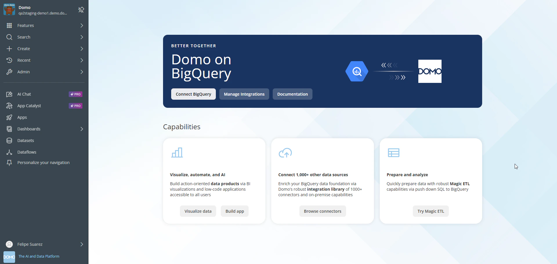 Domo on BigQuery page