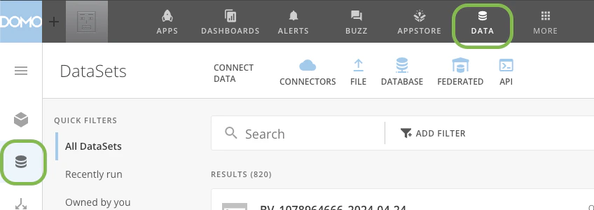 Dataset navigation example