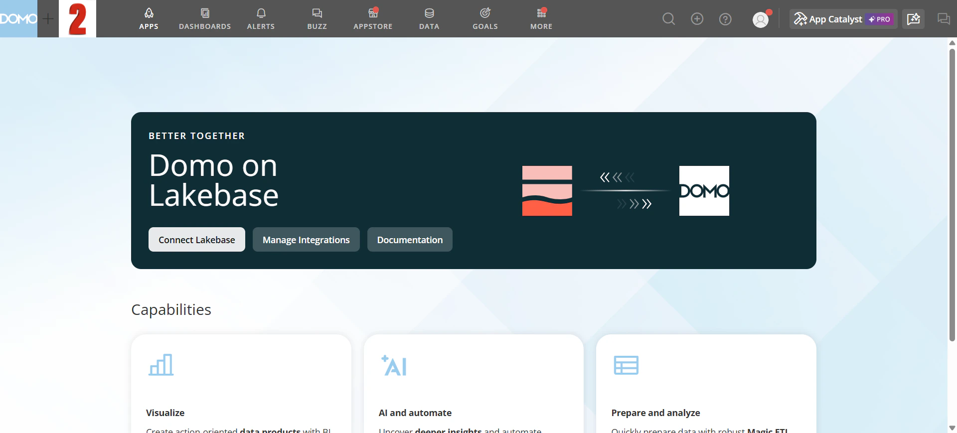 Domo on Lakebase landing page