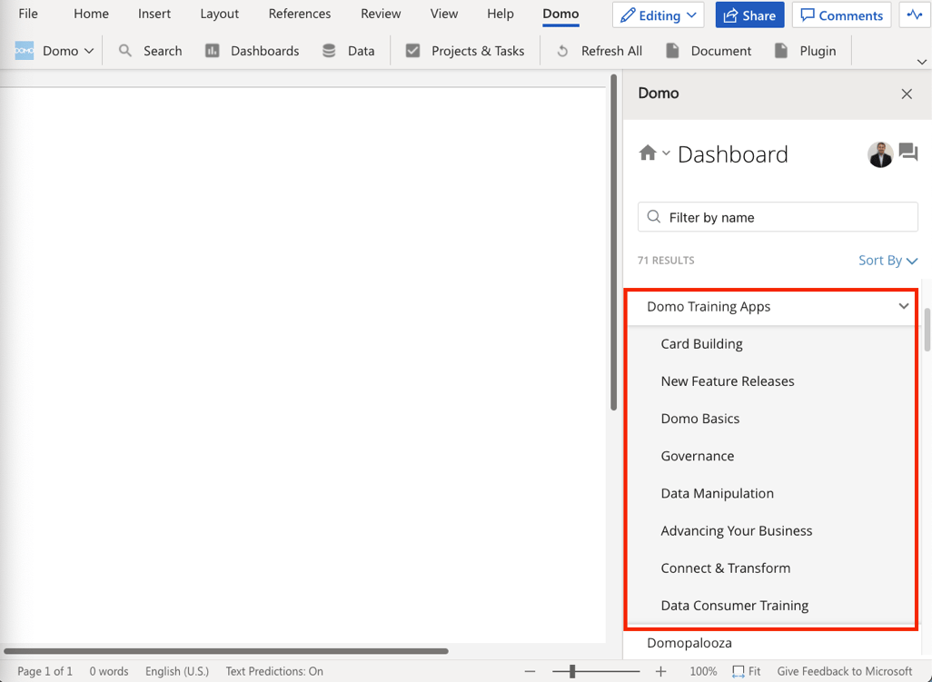 Graphical user interface, application, Word Description automatically generated