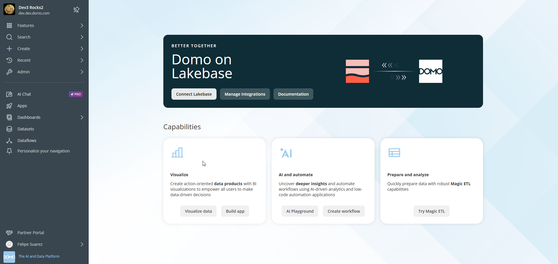 Domo on Lakebase landing page