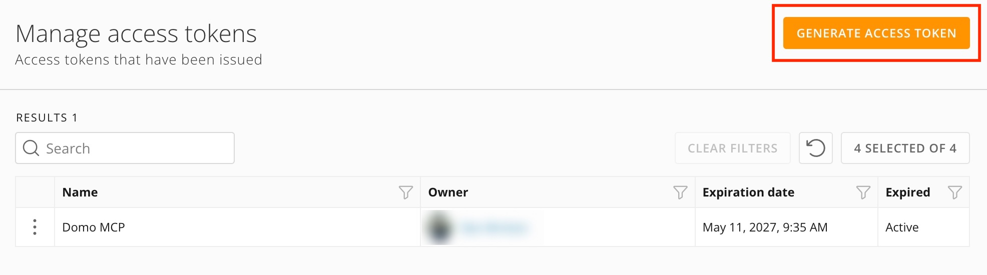 Generate access token button