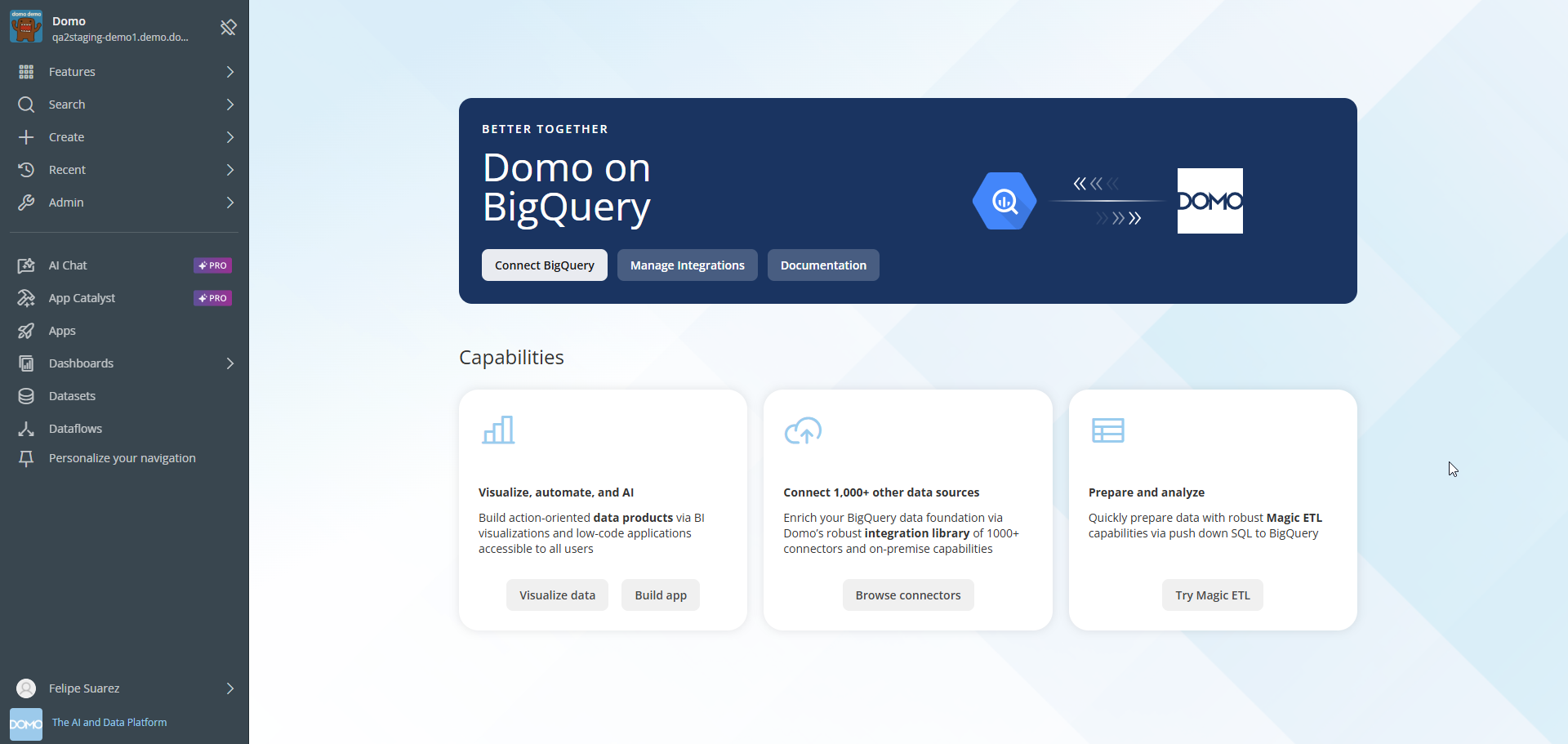 Domo on BigQuery page