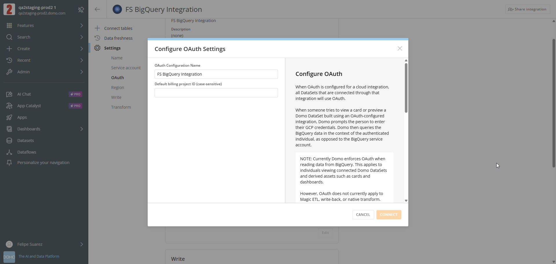 Configure OAuth Settings — add new configuration