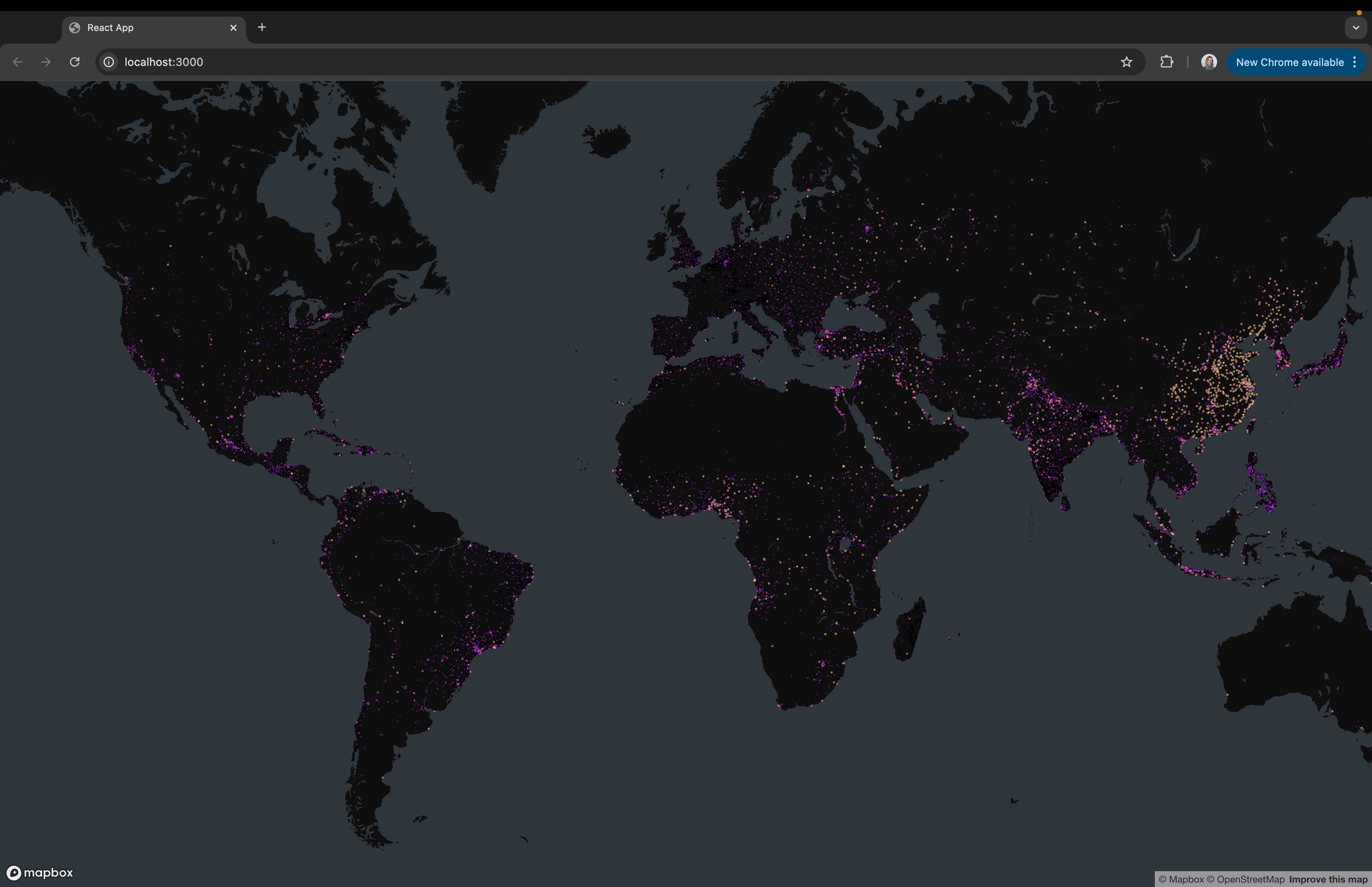 Finished Mapbox world map