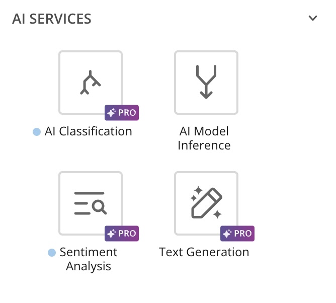 AI Services tiles in Magic ETL