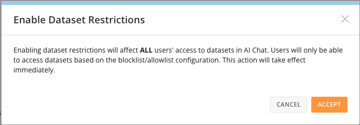 Enable DataSet restrictions