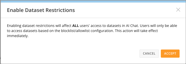 Enable DataSet restrictions