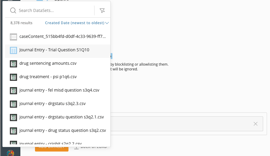 DataSet selector