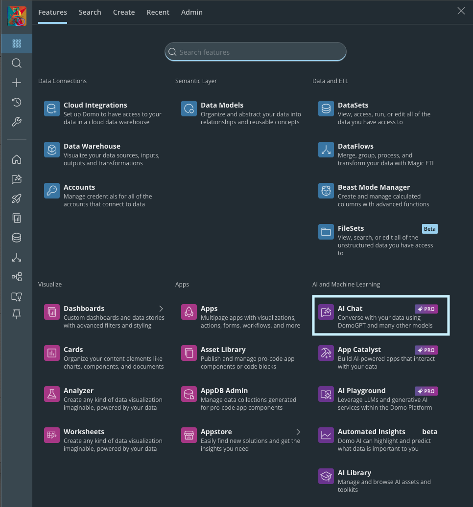 AI Chat navigation