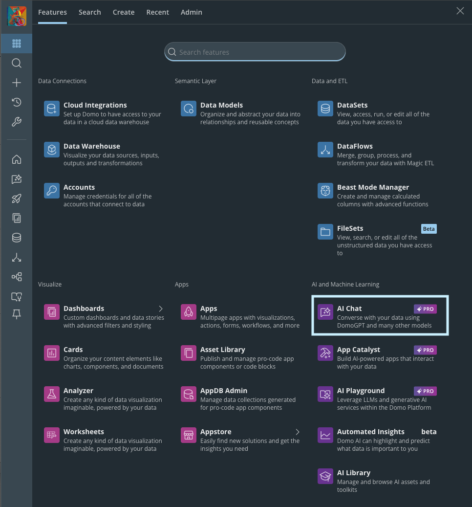AI Chat navigation