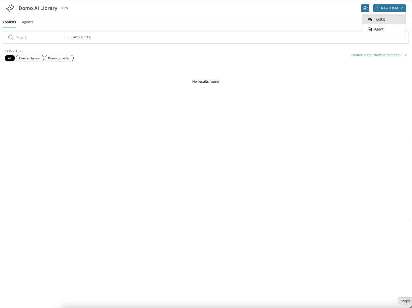 New Asset menu with Toolkit option
