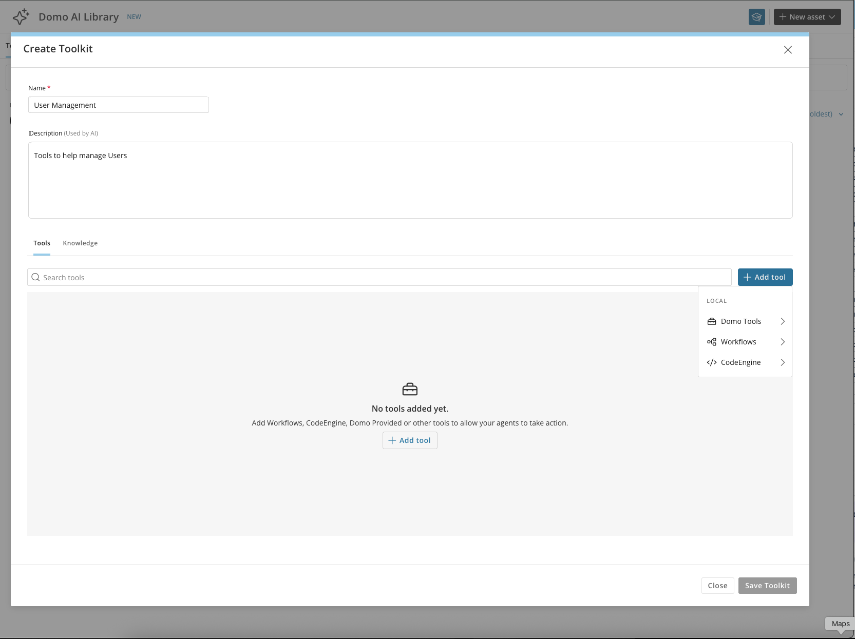Add Tools menu