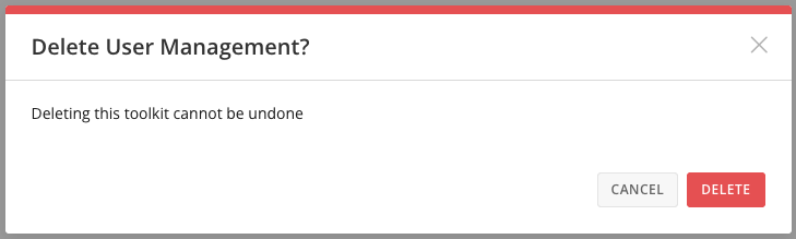 Delete Toolkit confirmation