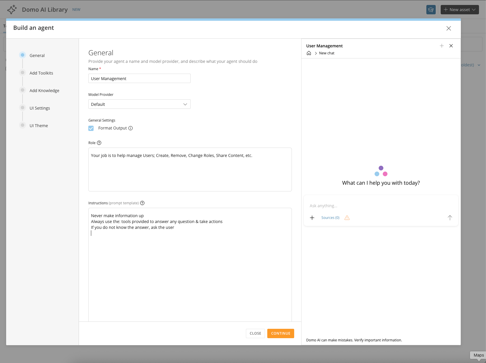 Agent instructions and prompt