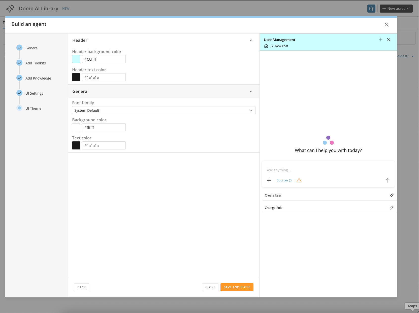 Agent theme settings