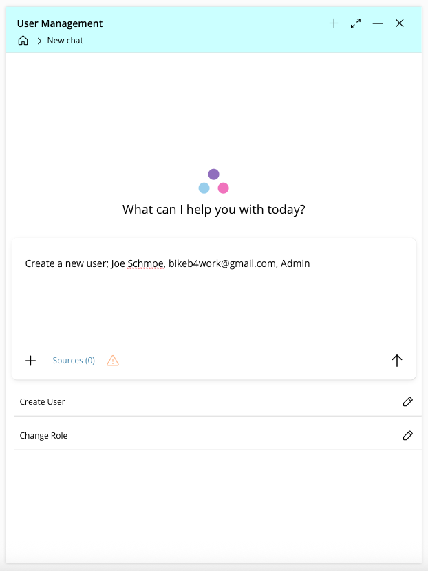 AI Chat new user request