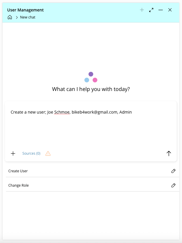 AI Chat new user request