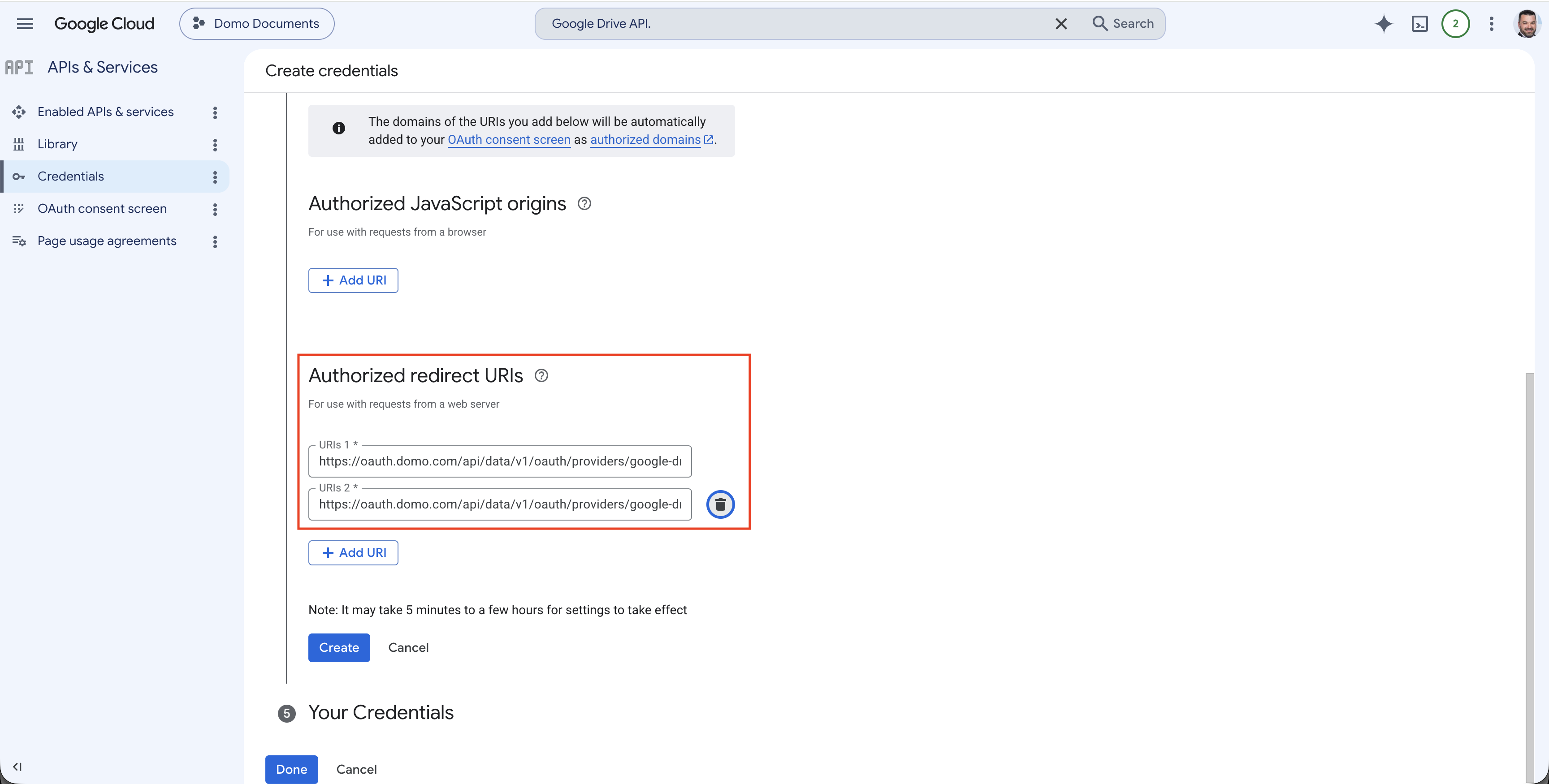 OAuth client authorized redirect URIs
