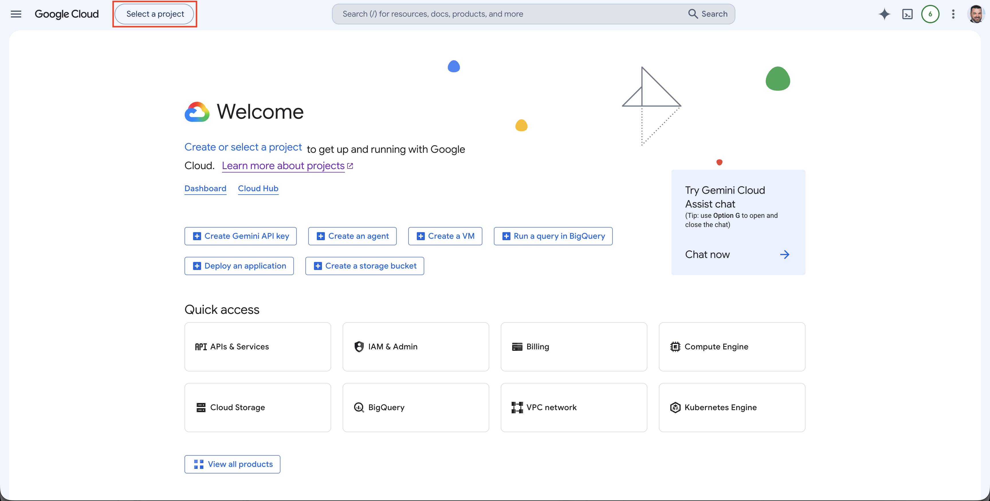 Google Cloud project selector