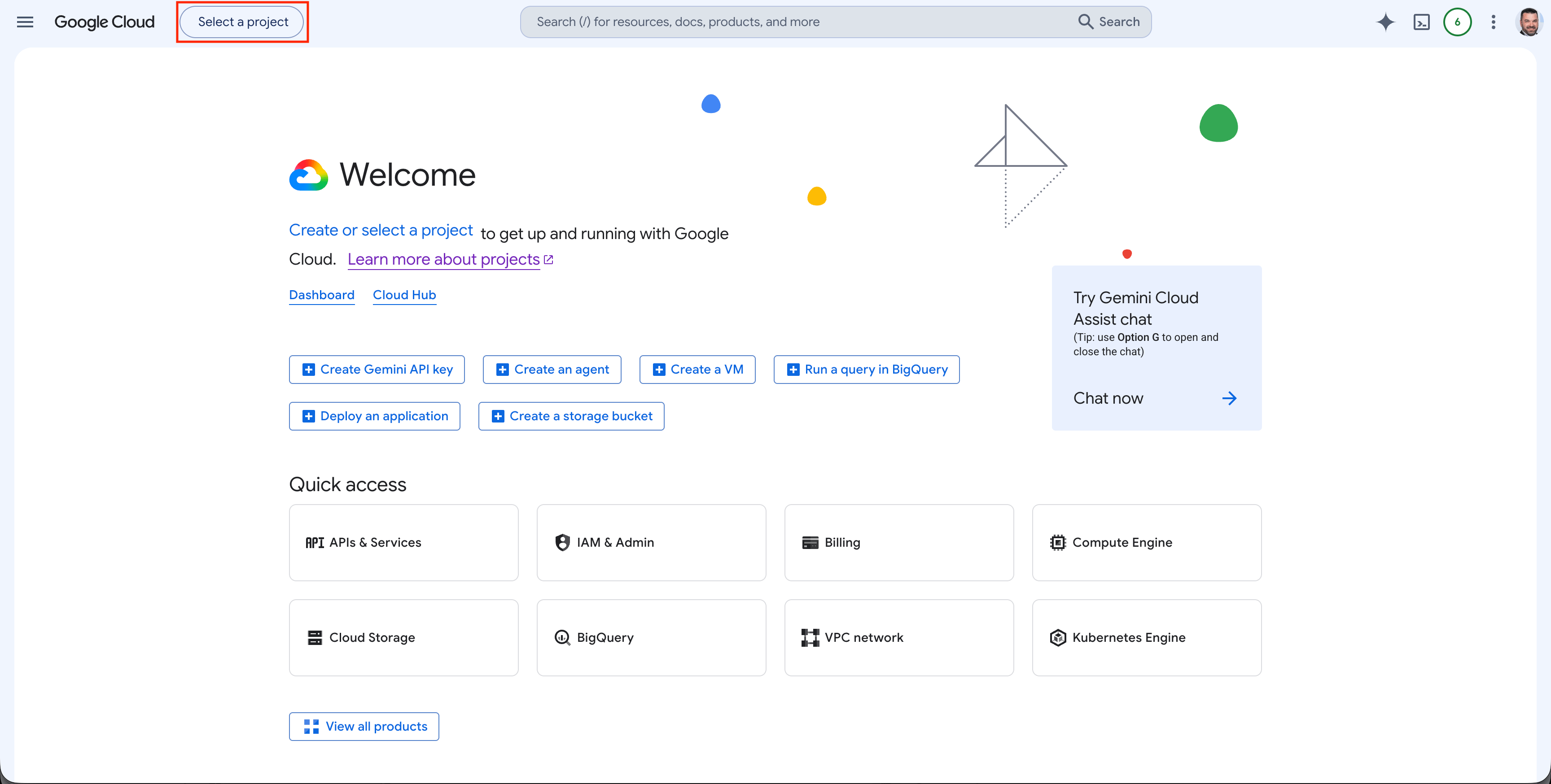 Google Cloud project selector