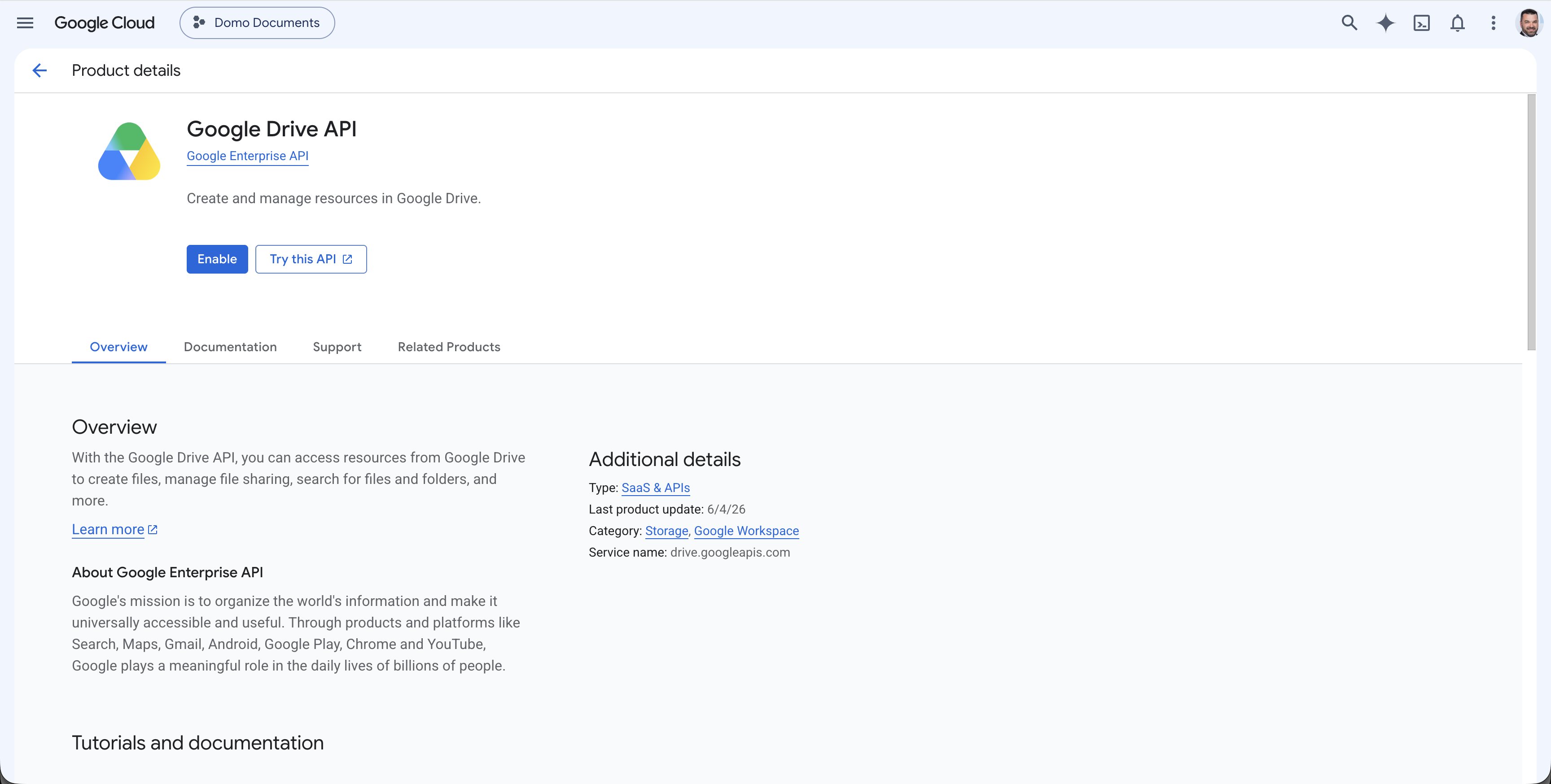 Google Drive API search result