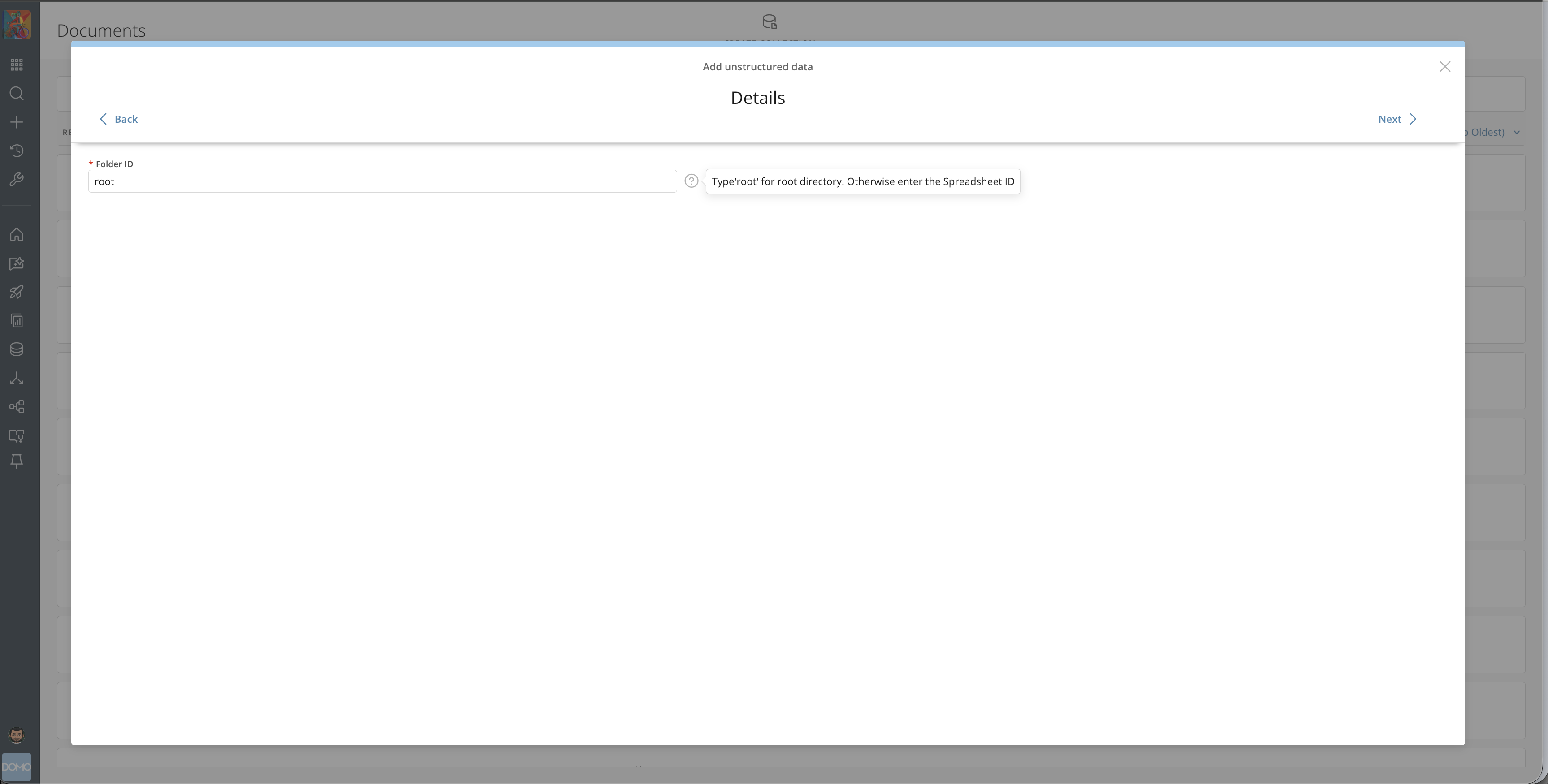Google Drive root directory field