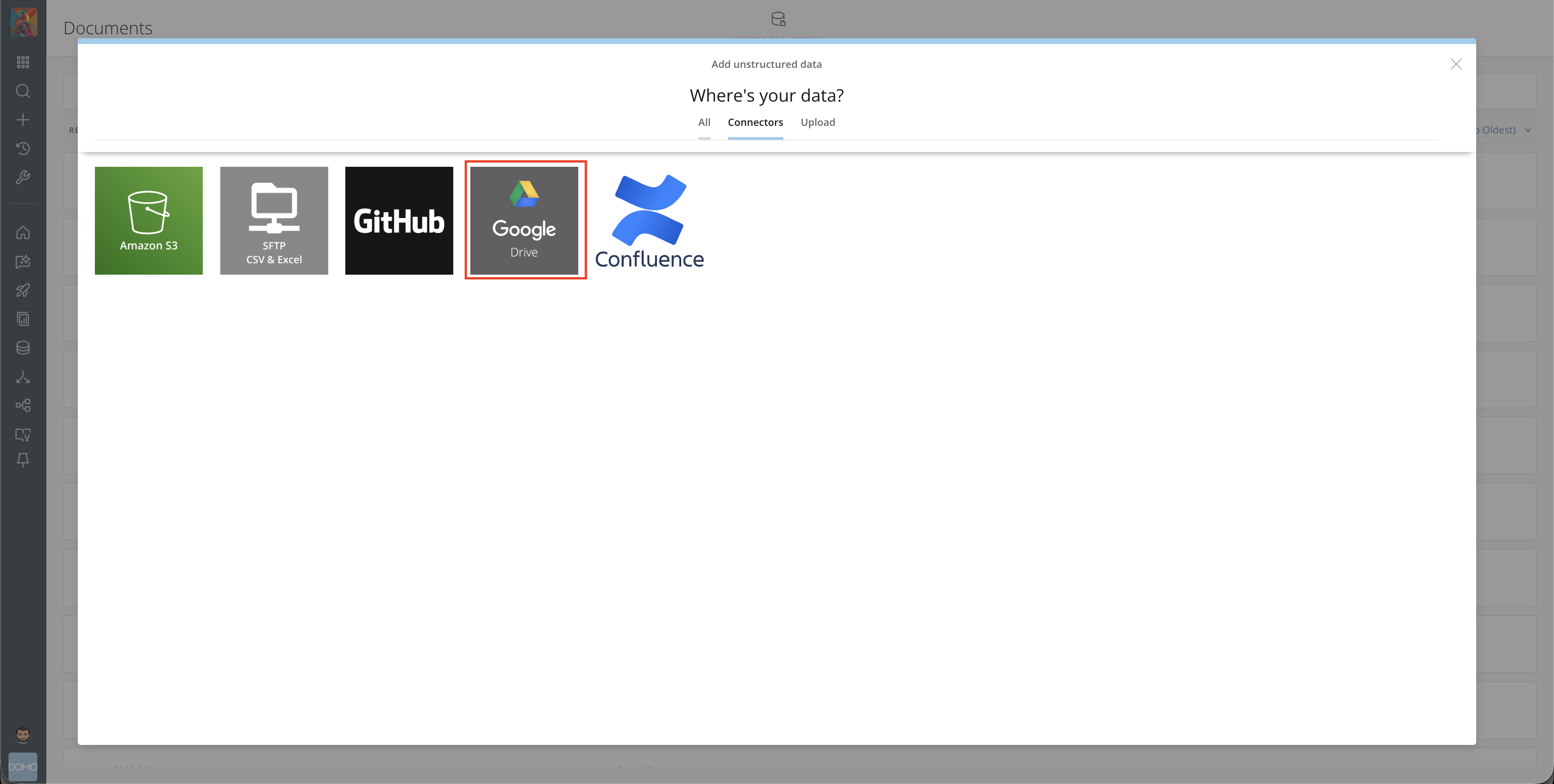 Google Drive connector selection