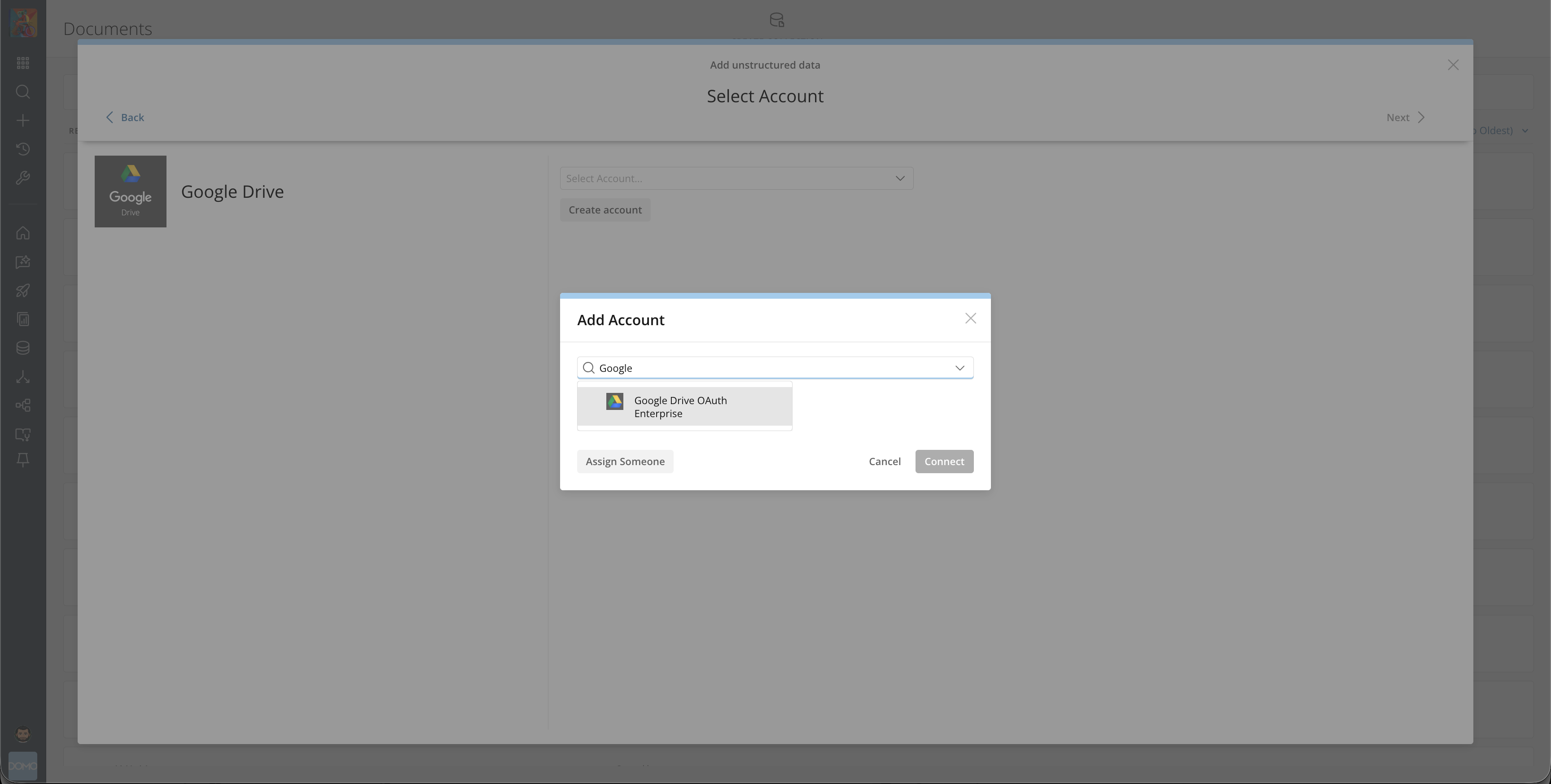 Google Drive OAuth Enterprise connector option