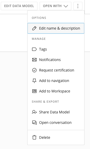 Data Model Menu