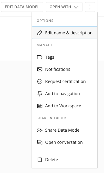 Data Model Menu