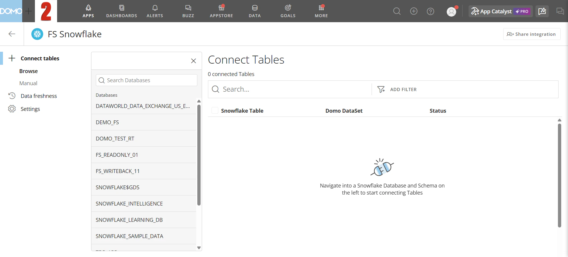 Select a database to expand its schemas