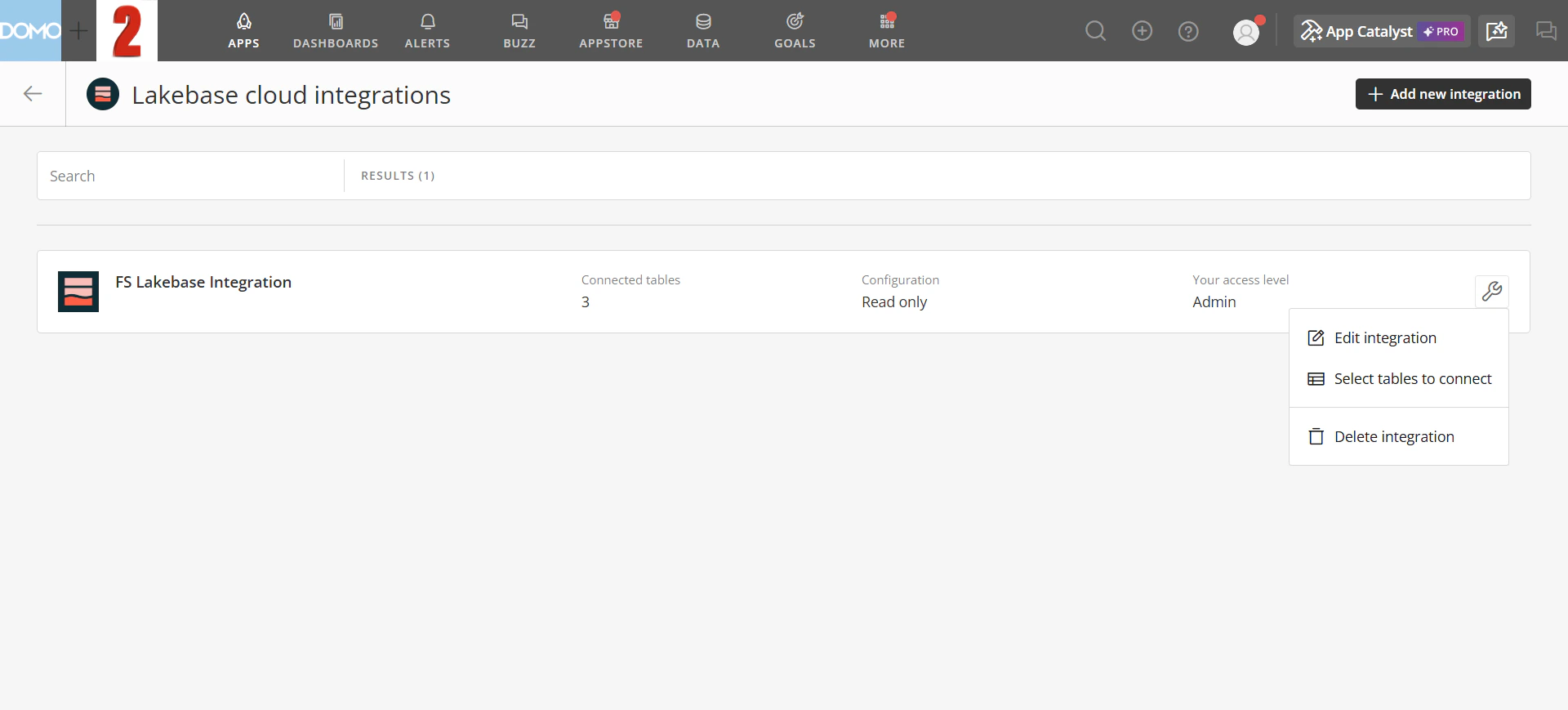 Integration management options