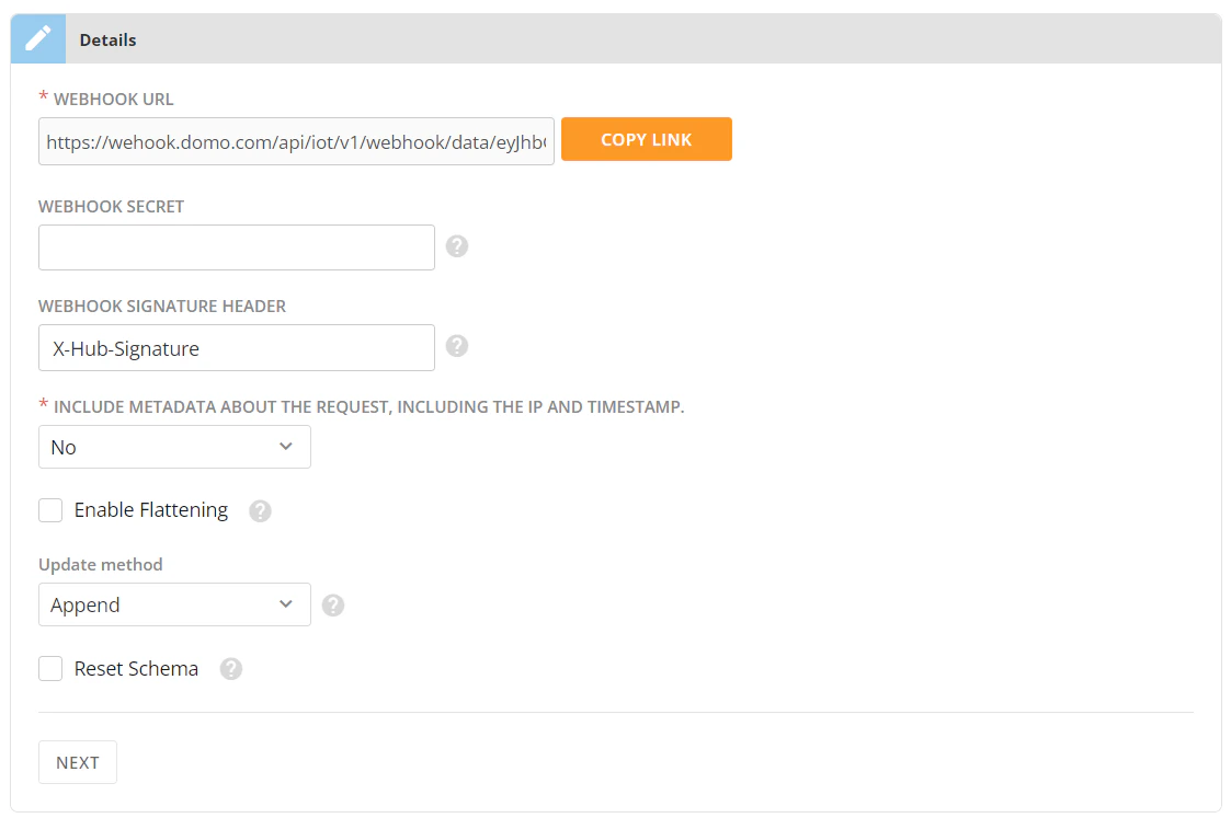 Webhook URL_Details section