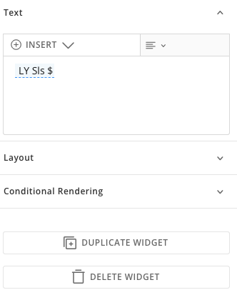 Duplicating a KPI Number widget from the right pane.